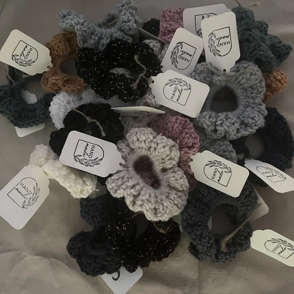 Hand Crocheted Scrunchies -Set of Three (random) - Picture 3 of 4